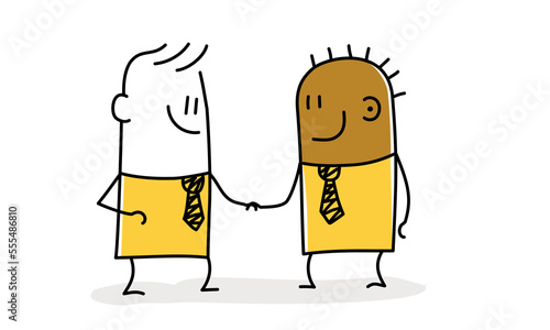 Business people shake hands after negotiation