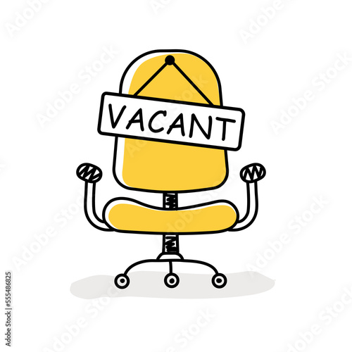 Office chair with a sign vacant