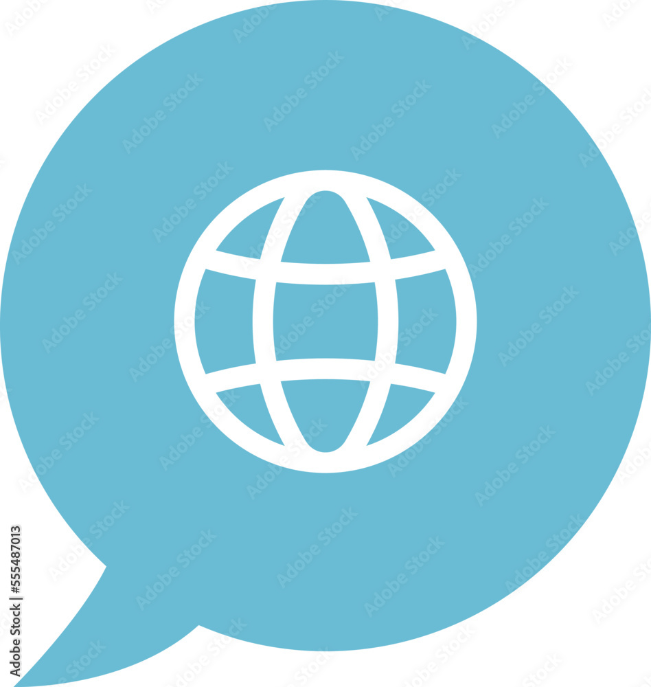 Speech cloud message with worldwide sign. Global comment icon