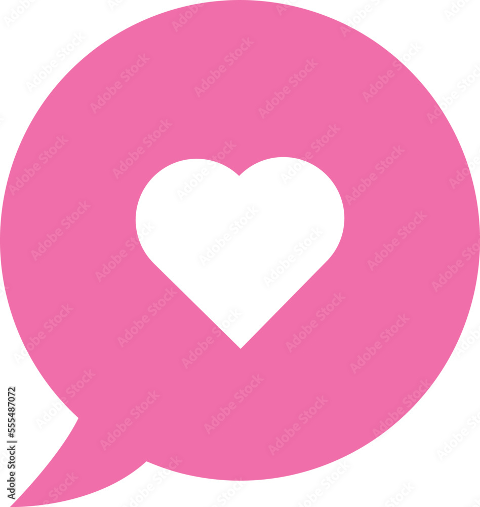 Social media message with pink heart. Like comment