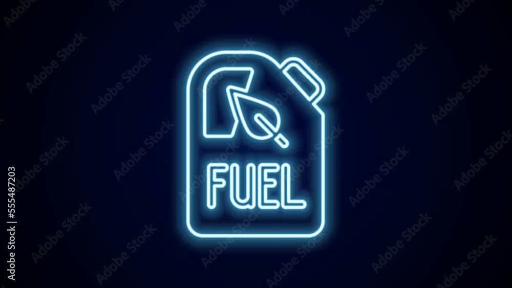 Glowing neon line Bio fuel canister icon isolated on black background. Eco bio and barrel. Green environment and recycle. 4K Video motion graphic animation Glowing neon line Bio fuel canister icon isolated on black background. Eco bio and barrel. Green environment and recycle. 4K Video motion graphic animation