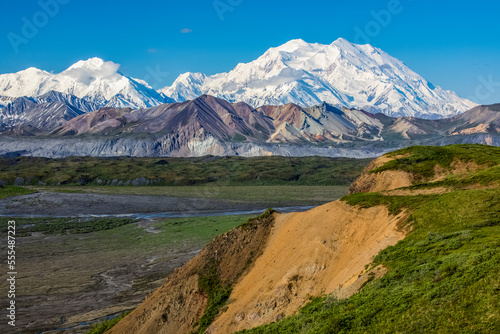 Denali and part of the Alaska Range shows from the park road past Eielson Visitor Center, Denali National Park and Preserve; Alaska, United States of America photo