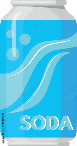 Cartoon soda can icon. Blue fizzy drink