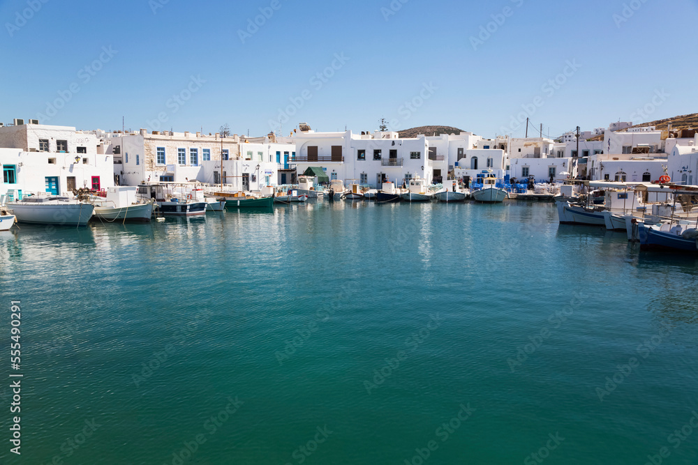 Fishing Boats, Old Port of Naoussa; Naoussa, Paros Island, Cyclades, Greece Fishing Boats, Old Port of Naoussa; Naoussa, Paros Island, Cyclades, Greece