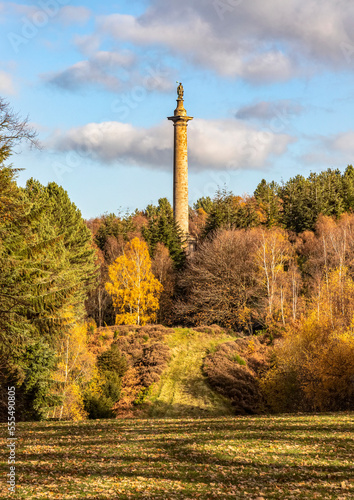 Roman doric column supporting the Liberty statue, Column to Liberty; Gibside, Northumberland, England