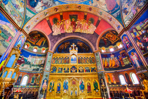 Frescoes, Holy Trinity Cathedral, founded in 1902; Sibiu, Transylvania Region, Romania photo