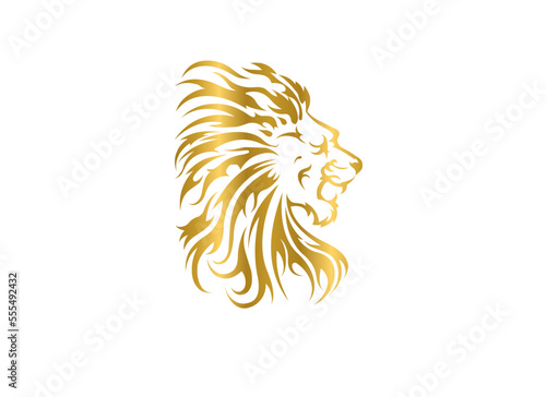 Golden Lion Head Vector