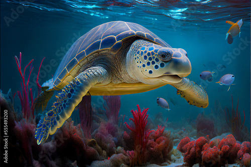 green sea turtle swimming