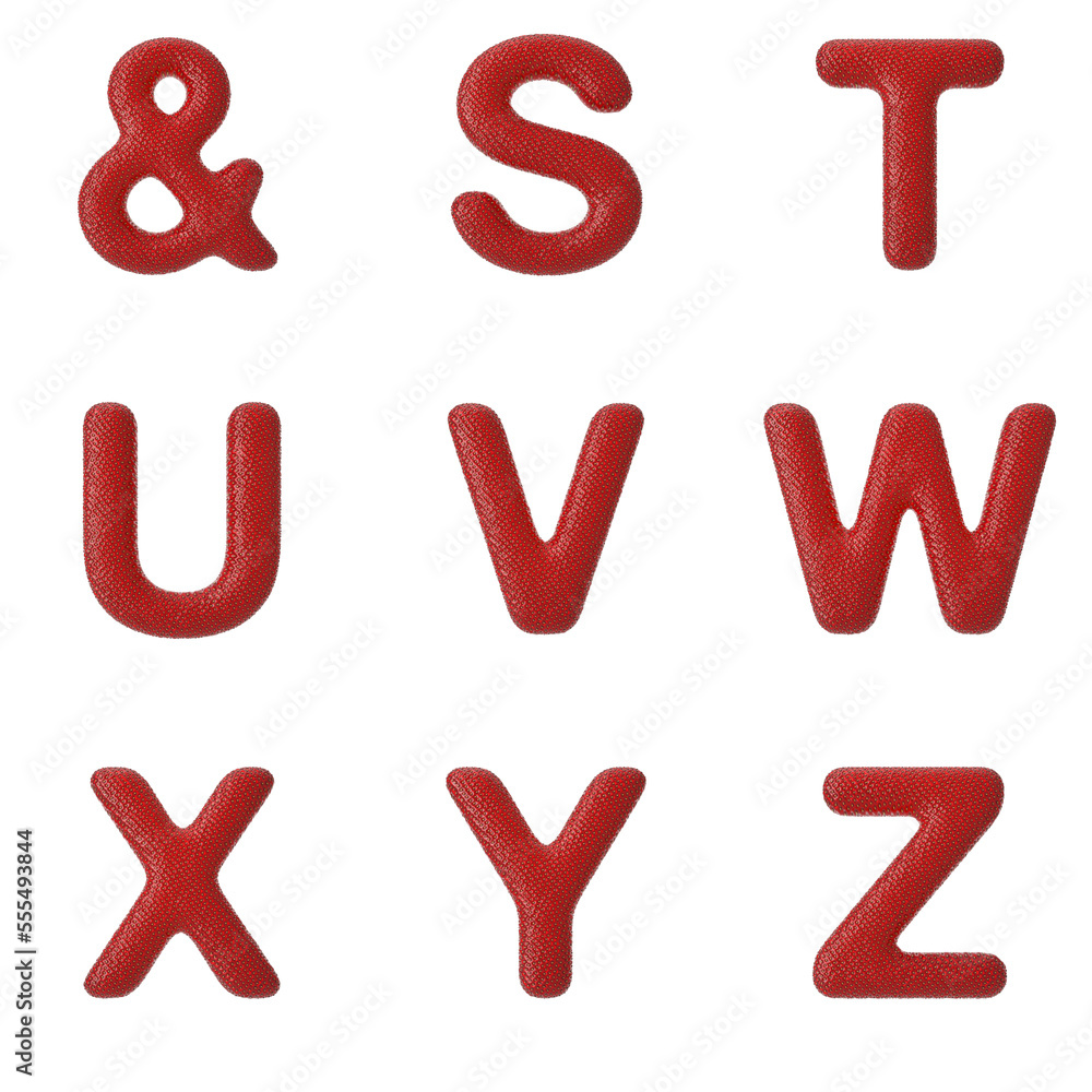 3D Rendering of Strawberry Alphabet, Numbers, Punctuation Marks 3D Rendering of Strawberry Alphabet, Numbers, Punctuation Marks