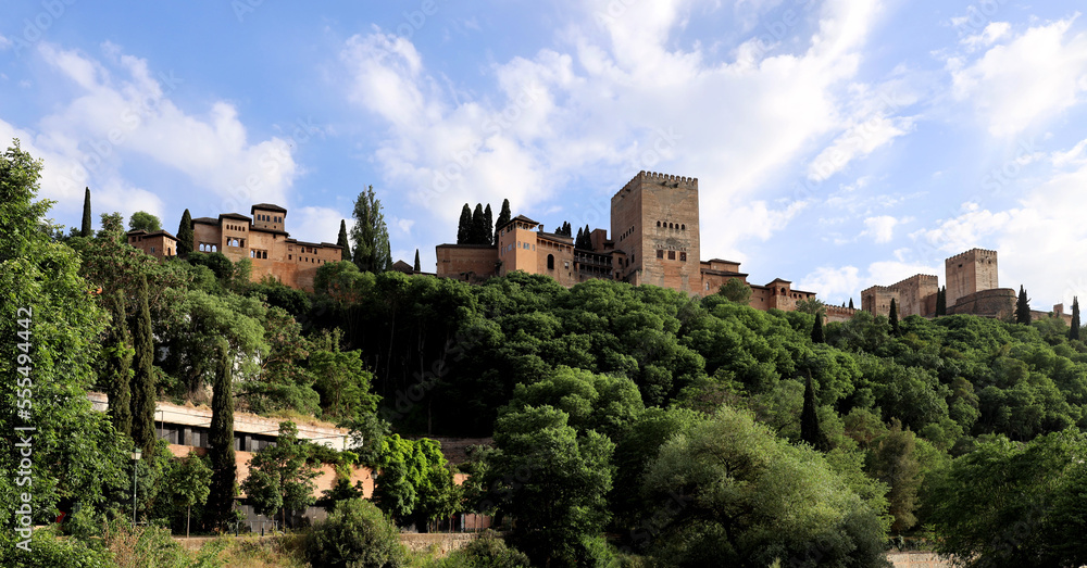 Panorama of Moors Alhambra Palace in Granada Spain