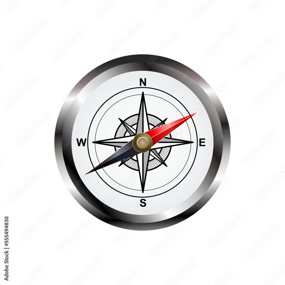 White realistic compass - vector illustration White realistic compass - vector illustration