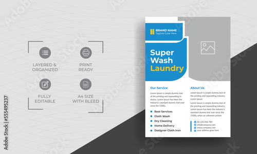 Laundry Service Flyer, Laundry service flyer template. Laundry service poster design ideas. Cleaning service leaflet template