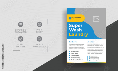 Laundry Service Flyer, Laundry service flyer template. Laundry service poster design ideas. Cleaning service leaflet template