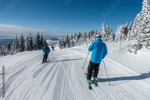 Downhill skiing, Sun Peaks Resort; Sun Peaks, British Columbia, Canada photo