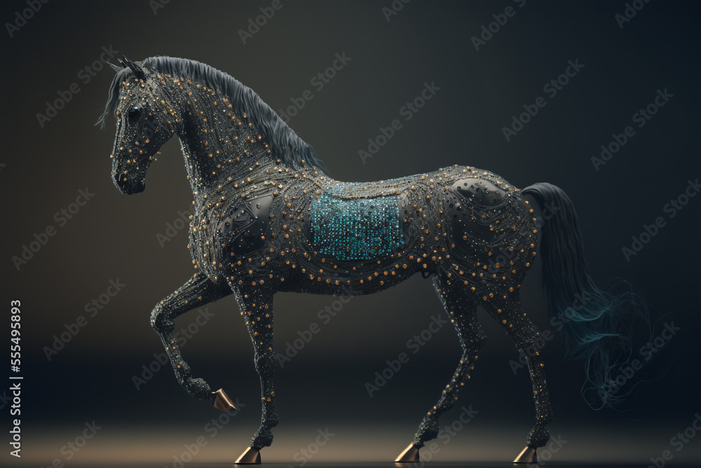 Fototapeta premium Beautiful 3d sculpture of a black horse