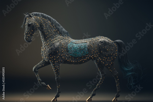 Beautiful 3d sculpture of a black horse