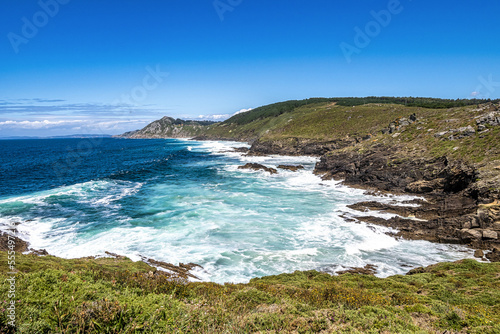 View of the Galician Coast known as the Vela coast near Pontevedra, Galicia, Spain