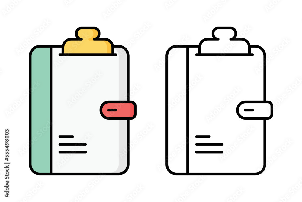 Office Notebook vector flat and line icon design Office Notebook vector flat and line icon design