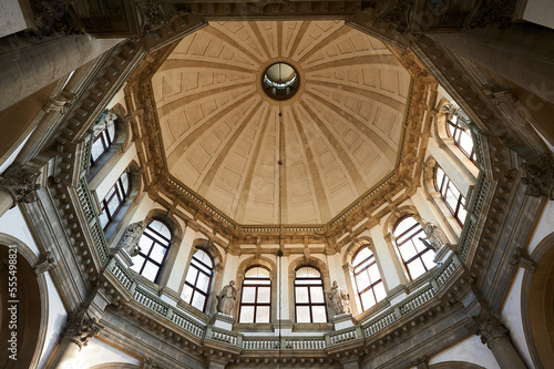 Interior view of the dome in the Basilica Santa Maria della Salute in Venice, Italy, Veneto