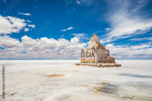 Monument to the Dakar Rally at Salar de Uyuni, the world's largest salt flat; Potosi Department, Bolivia photo