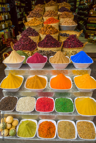 Spices for sale, Sharia el Souk (Bazaar); Aswan, Egypt photo