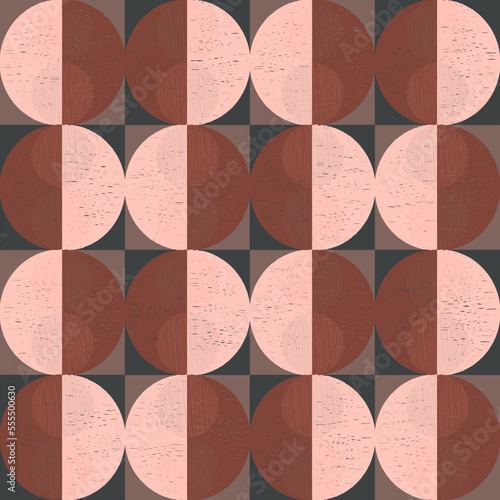 Ornament of geometric round shapes.Seamless pattern.Vector illustration.
