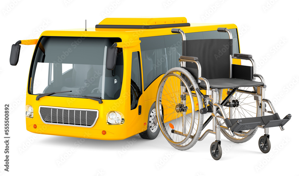 Bus with wheelchair. 3D rendering