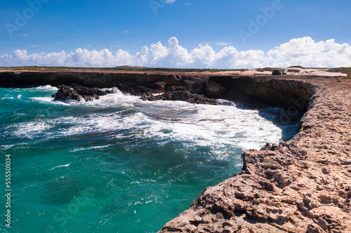 Scenic with Waves hitting Cliff, Arikok National Park, Aruba, Lesser Antilles, Caribbean photo