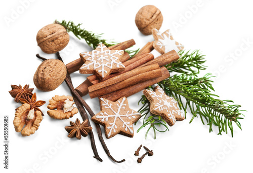 Fototapeta Naklejka Na Ścianę i Meble -  Homemade Christmas cookies on white background