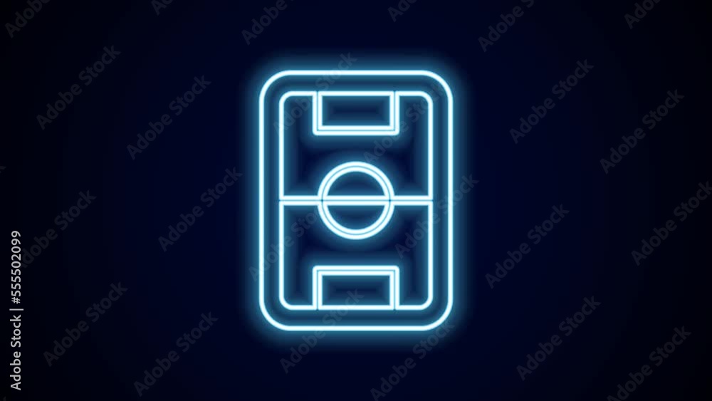 Glowing neon line Football or soccer field icon isolated on black background. 4K Video motion graphic animation Glowing neon line Football or soccer field icon isolated on black background. 4K Video motion graphic animation