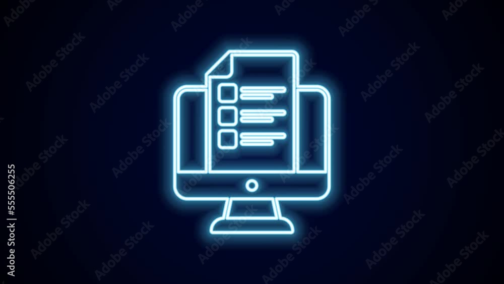 Glowing neon line Online quiz, test, survey or checklist icon isolated on black background. Exam list. E-education concept. 4K Video motion graphic animation Glowing neon line Online quiz, test, survey or checklist icon isolated on black background. Exam list. E-education concept. 4K Video motion graphic animation
