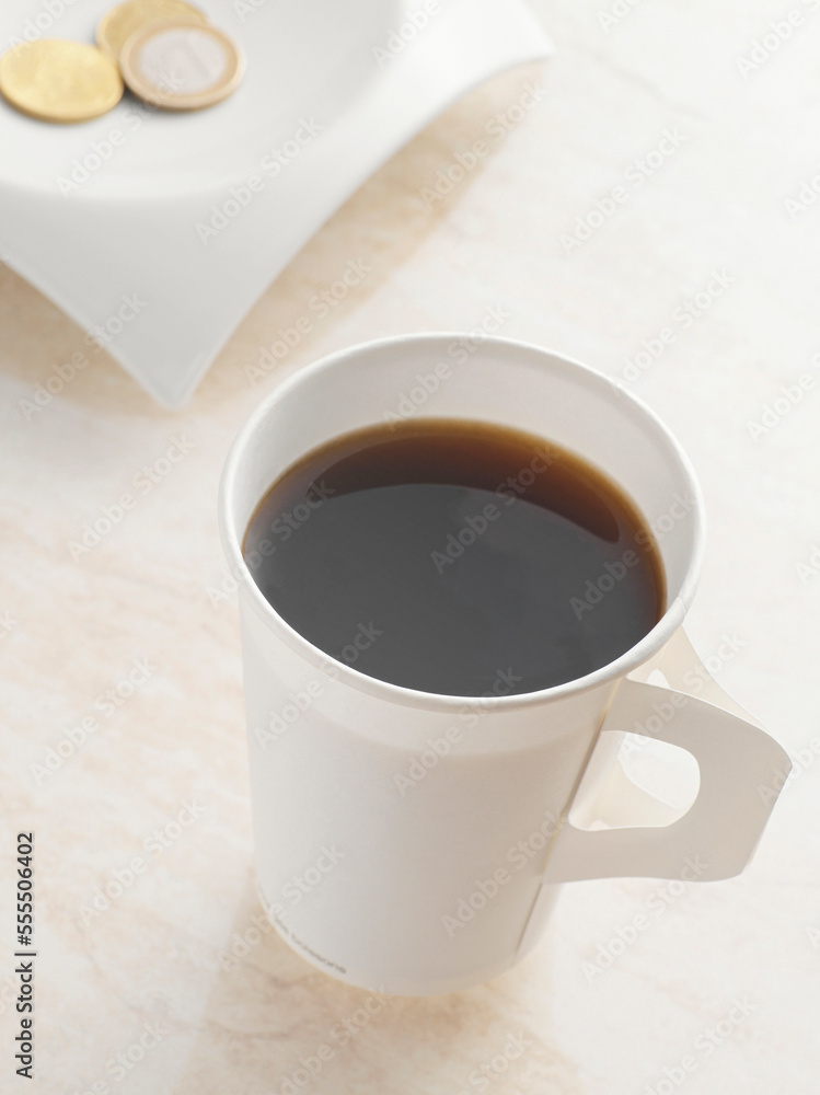 Black Coffee in Paper Cup with Handle, Studio Shot Black Coffee in Paper Cup with Handle, Studio Shot