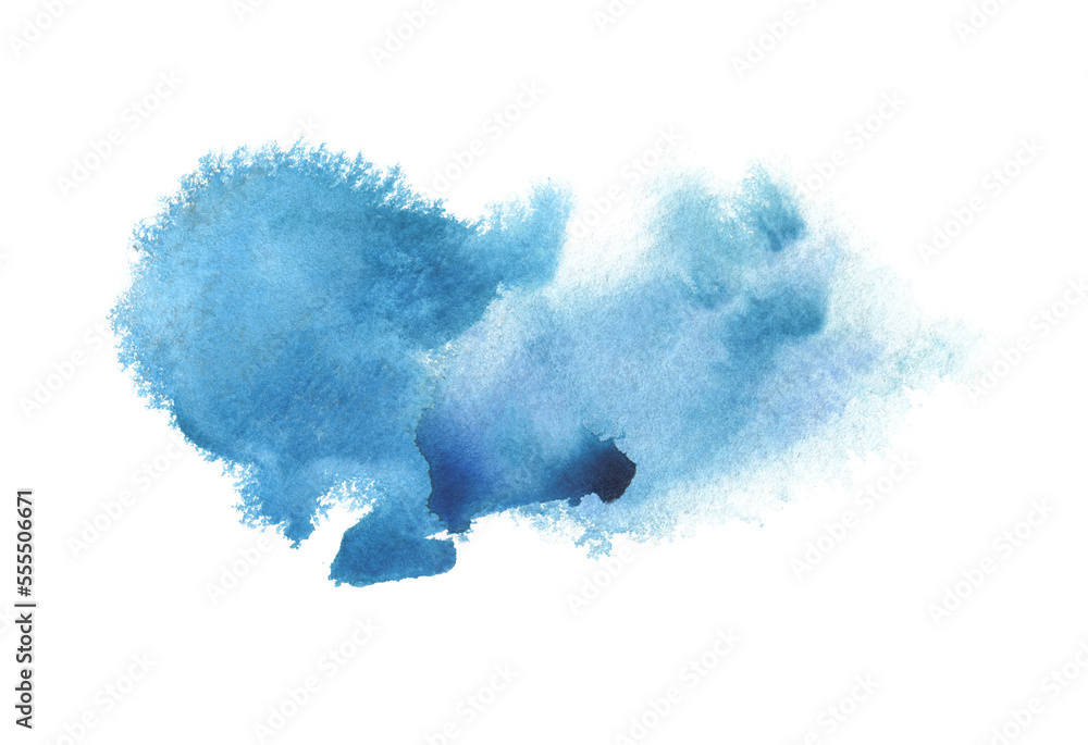 PNG Abstract Smoke blue colors watercolor and ink cloud blot on transparent backgrownd.