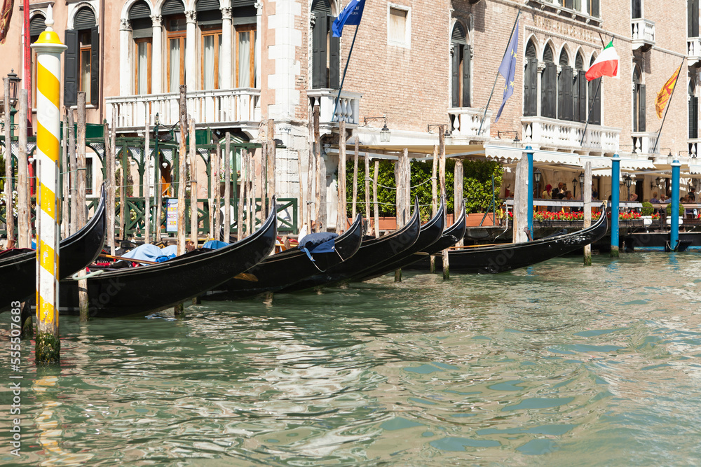 Gondolas, Grand Canal, Venice, Veneto, Italy Gondolas, Grand Canal, Venice, Veneto, Italy