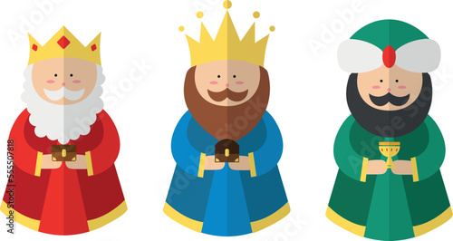 Illustration of the three wise men with 3D effect (also known as the wise men or magi) 
