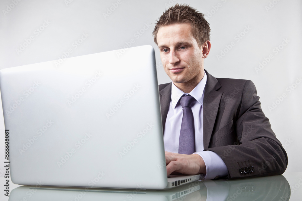 Businessman Using Laptop Computer Businessman Using Laptop Computer