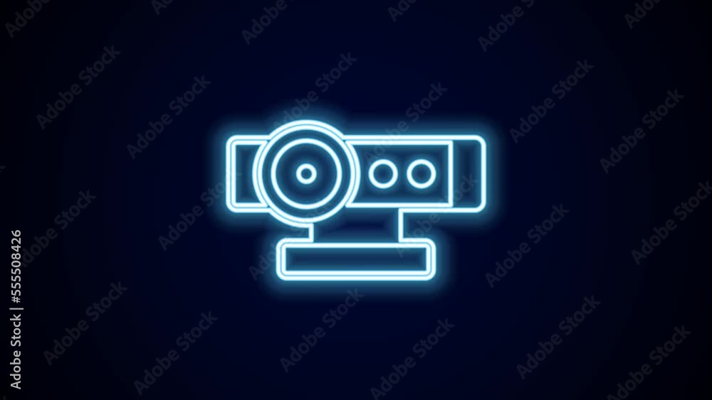 Glowing neon line Web camera icon isolated on black background. Chat camera. Webcam icon. 4K Video motion graphic animation Glowing neon line Web camera icon isolated on black background. Chat camera. Webcam icon. 4K Video motion graphic animation