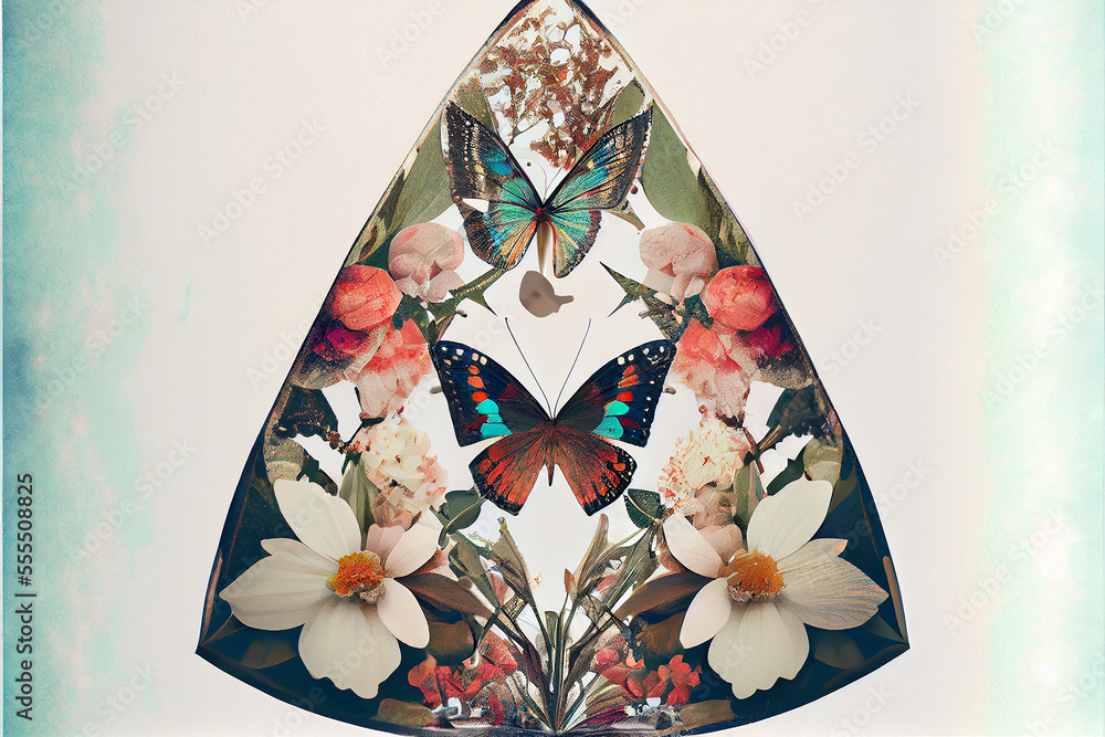 Kaleidoscope Flower Butterfly Art - Ai Generated