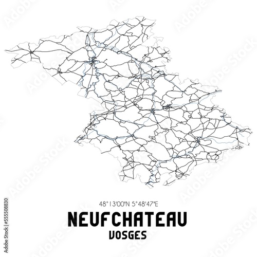 Black and white map of Neufch�teau, Vosges, France. photo