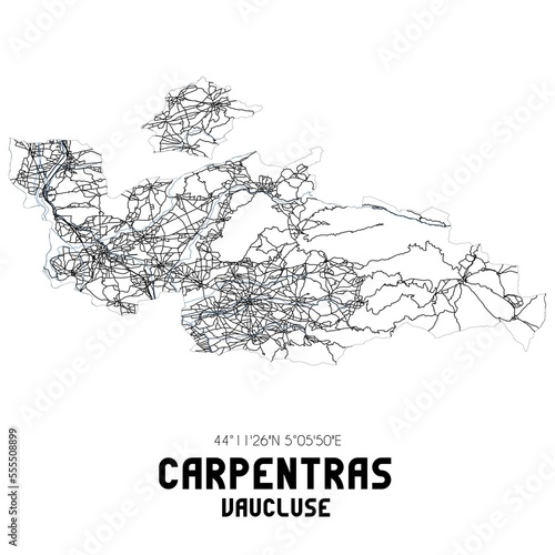 Black and white map of Carpentras  Vaucluse  France.