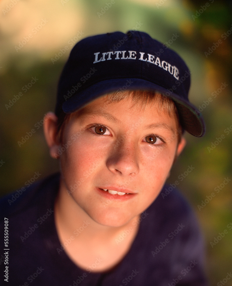 Portrait of Boy Wearing Little League Hat Portrait of Boy Wearing Little League Hat