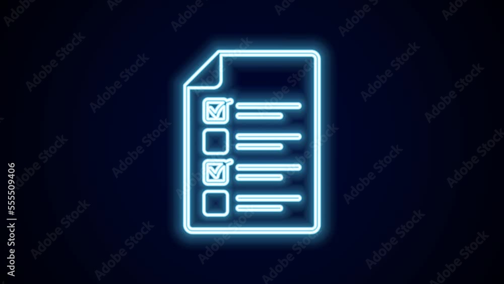 Glowing neon line Online quiz, test, survey or checklist icon isolated on black background. Exam list. E-education concept. 4K Video motion graphic animation Glowing neon line Online quiz, test, survey or checklist icon isolated on black background. Exam list. E-education concept. 4K Video motion graphic animation