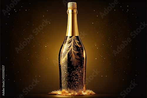 Two glasses of champagne on a dark background. Generative AI