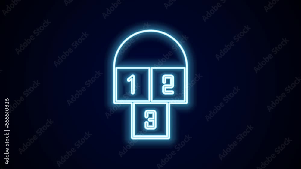 Glowing neon line Hopscotch icon isolated on black background. Children asphalt coating drawing. 4K Video motion graphic animation Glowing neon line Hopscotch icon isolated on black background. Children asphalt coating drawing. 4K Video motion graphic animation
