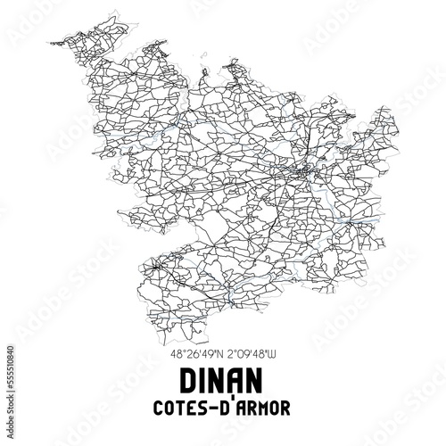 Fototapeta Naklejka Na Ścianę i Meble -  Black and white map of Dinan, C�tes d'Armor, France.