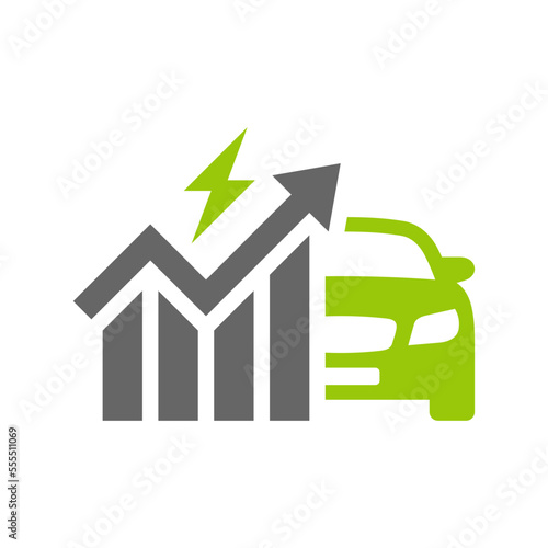 Electric vehicle running costs icon. Electric car. EV. Cost of living. Price growth. Vector icon isolated on white background.