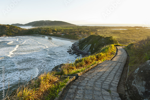 Scenic View of Hills along Walkway, Ilha do Mel, Parana, Brazil photo