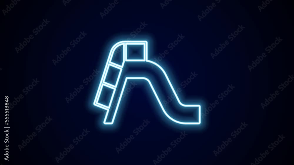 Glowing neon line Slide playground icon isolated on black background. Childrens slide. 4K Video motion graphic animation Glowing neon line Slide playground icon isolated on black background. Childrens slide. 4K Video motion graphic animation