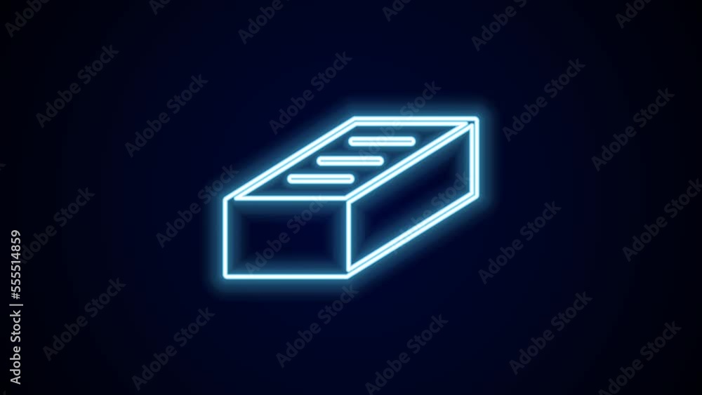 Glowing neon line Brick icon isolated on black background. 4K Video motion graphic animation Glowing neon line Brick icon isolated on black background. 4K Video motion graphic animation