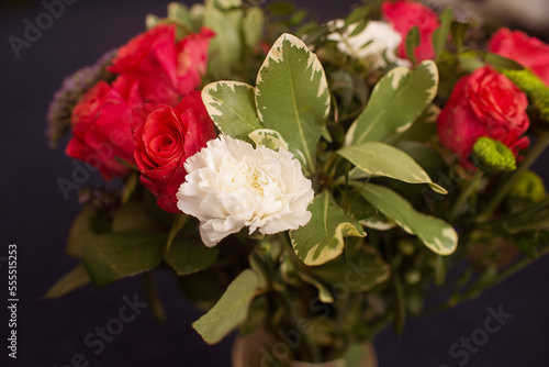 Beautiful flower arrangement close-up, a bouquet of mixed flowers